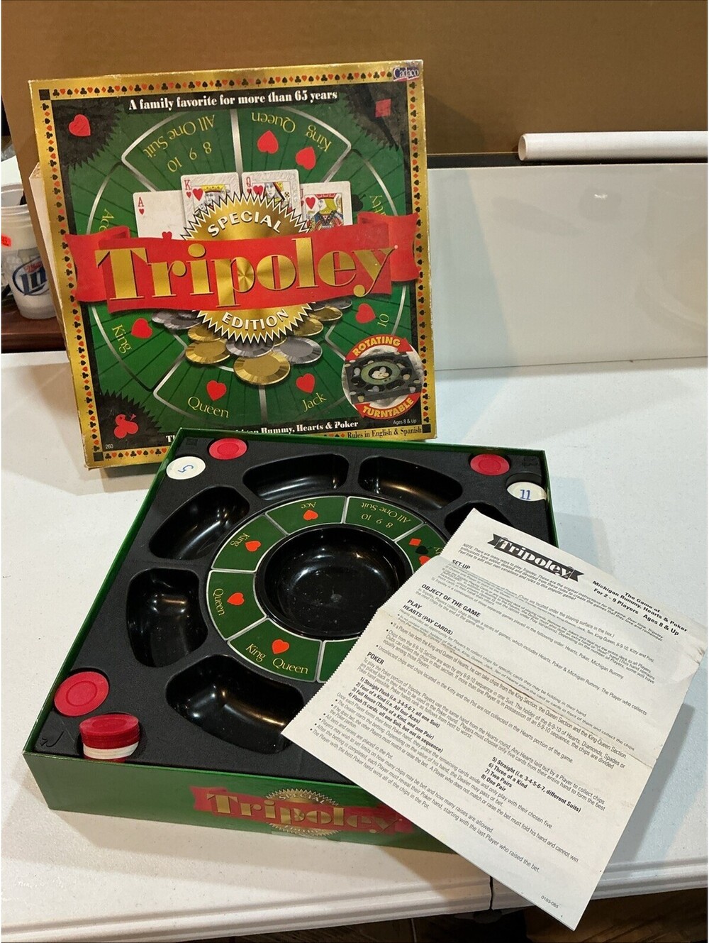 Tripoley Special Edition 2000/Rotating Turntable Board Game Card Game. No Cards